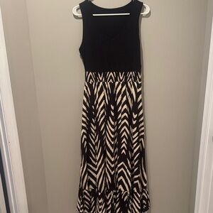 Black and Cream Chevron Maxi Dress